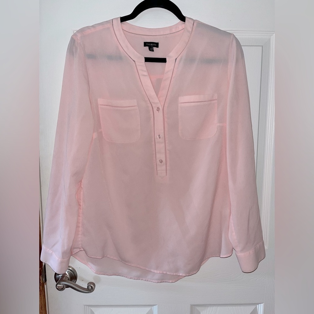 Talbots Pink Sheer Blouse Medium - Picture 1 of 3